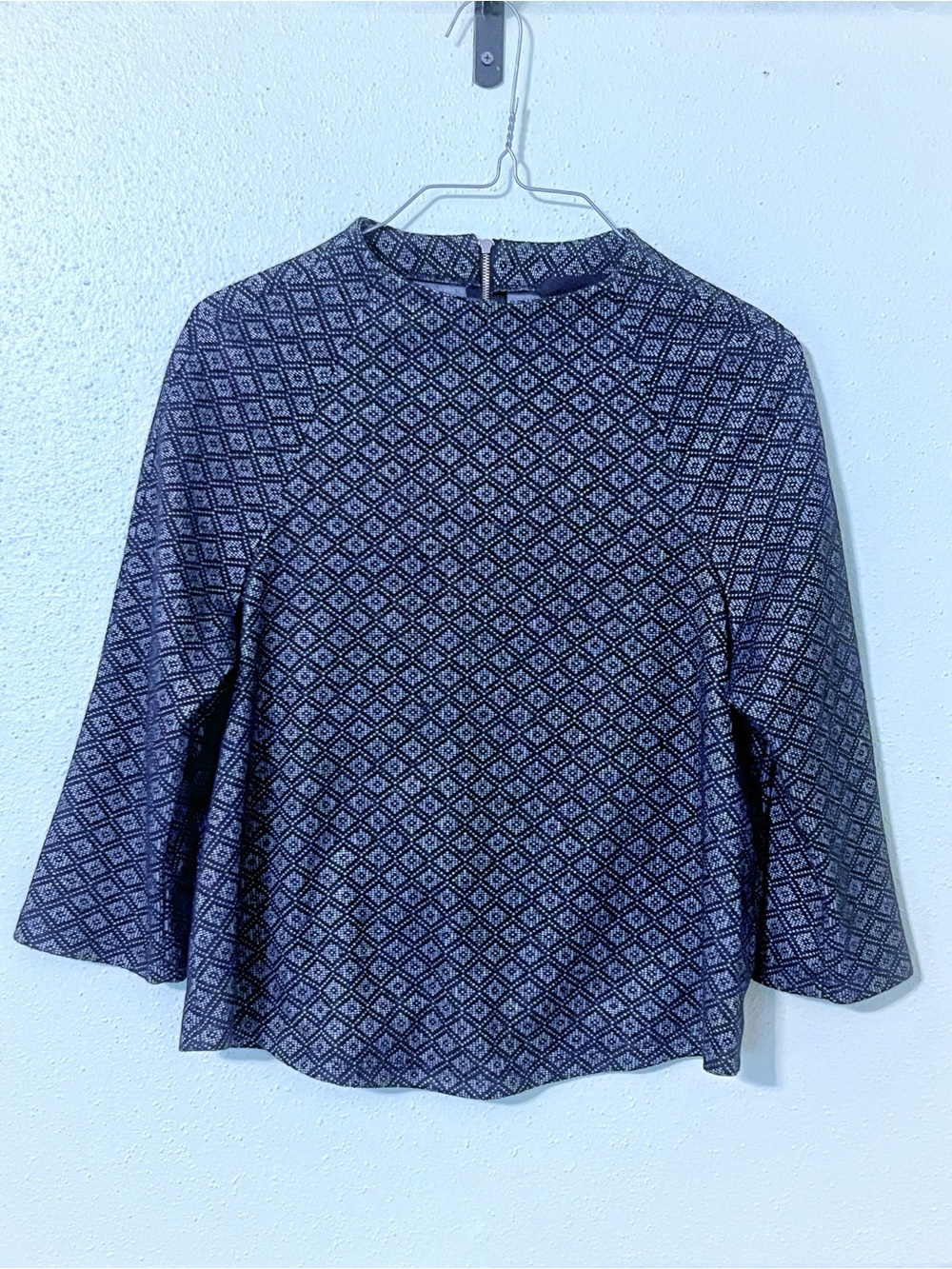 W5 Black Geometric Print Long Sleeve Top
